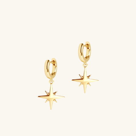 Star Huggie Hoop Earrings Gold